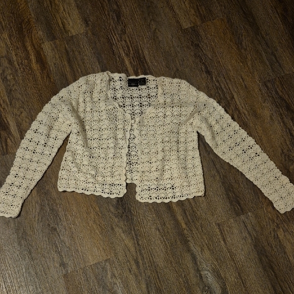 Tailor B. Moss Cream Crochet Women's Cardigan Boho Sweater Sz Medium - Picture 2 of 5